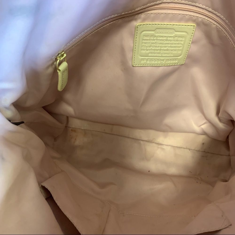 Tan Coach bag with embedded “c’s” and snakeskin on top - Picture 8 of 13